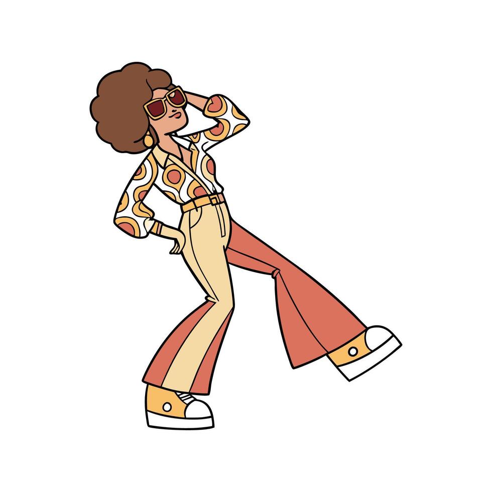 Bold Retro 70s Style Fashion Model 2. vector