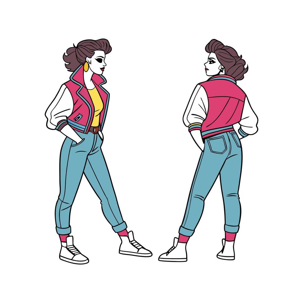 Bold Retro 80s Fashion Model C 2. vector