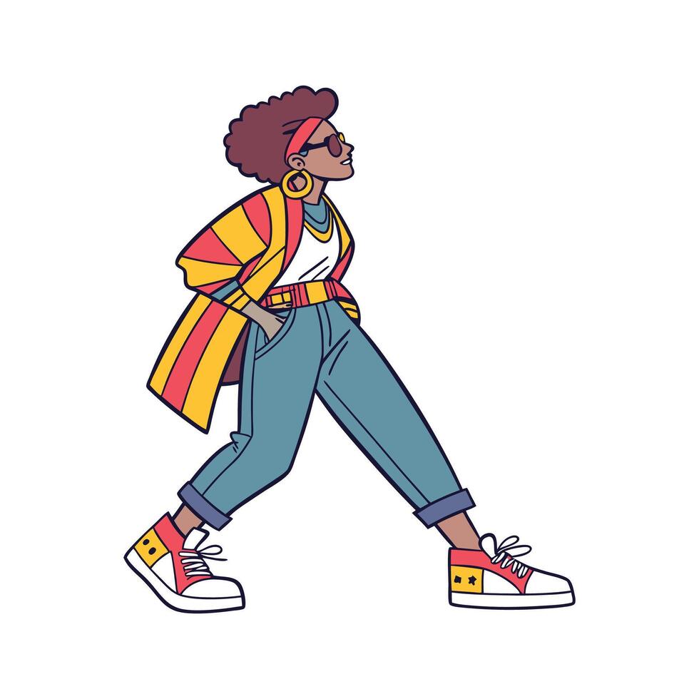 Bold Retro 80s Pop Fashion Model 2. vector