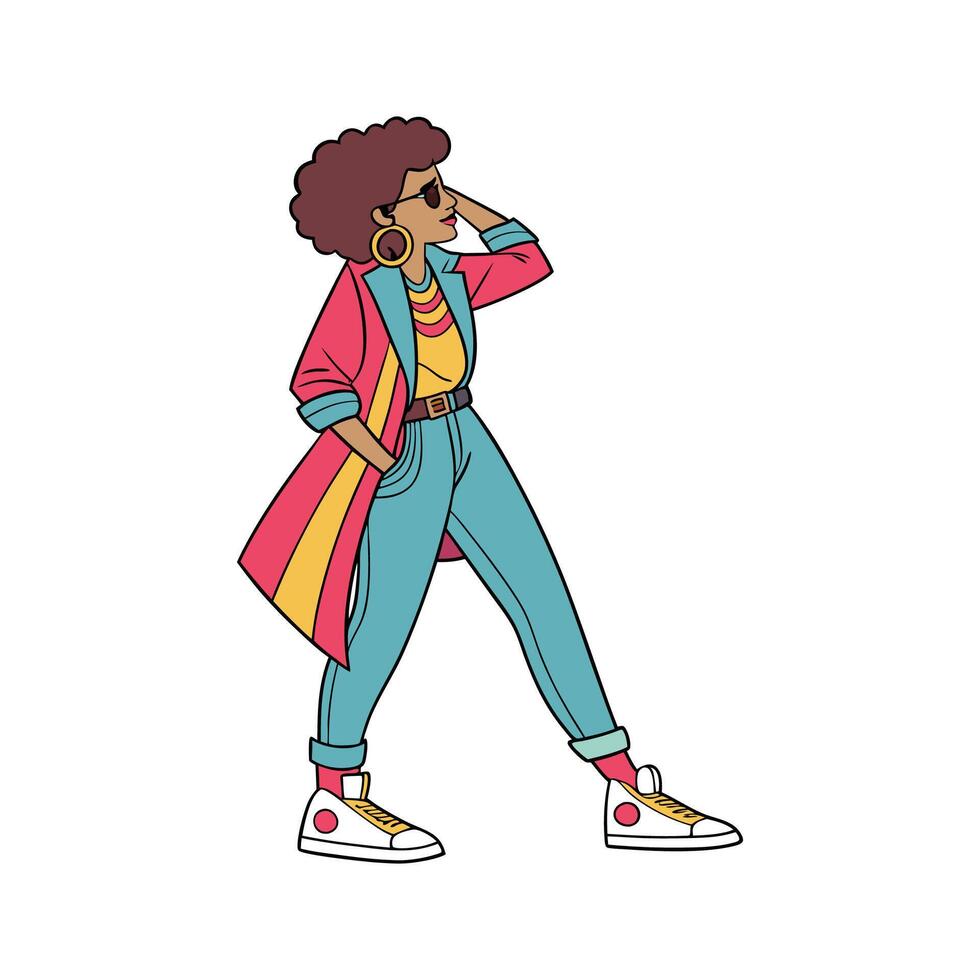 Chic Retro 80s Pop Fashion Model. vector