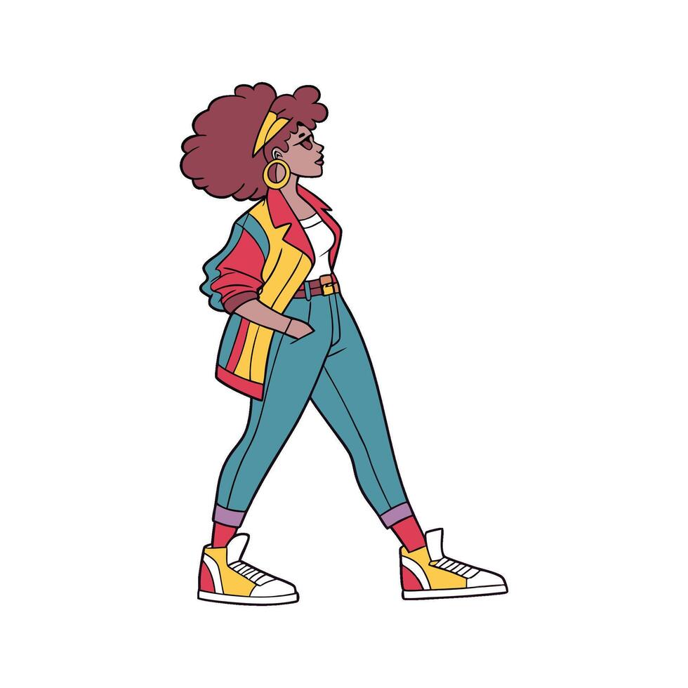 Elegant Retro 80s Pop Fashion Model 3. vector