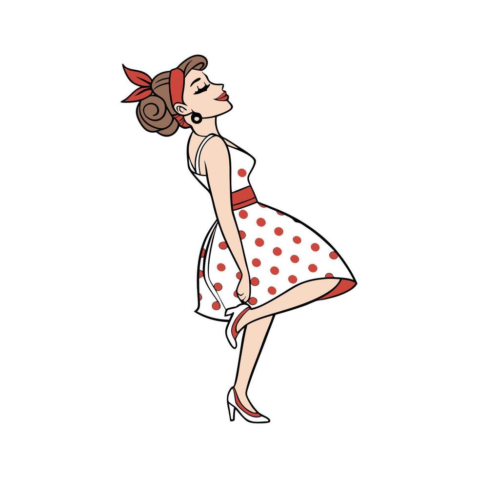 Bold Retro PinUp Cartoon Model 3. vector
