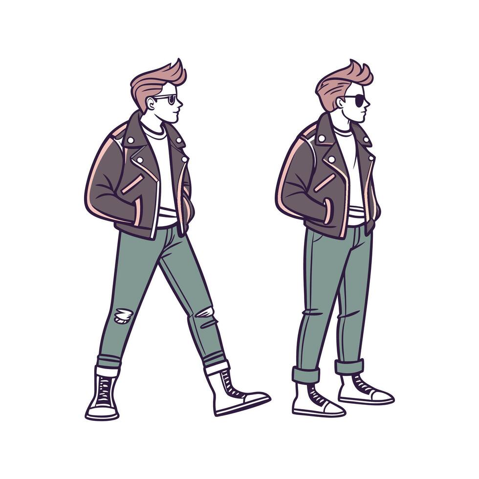 Trendy Rockstar Leather Fashion Model 1. vector