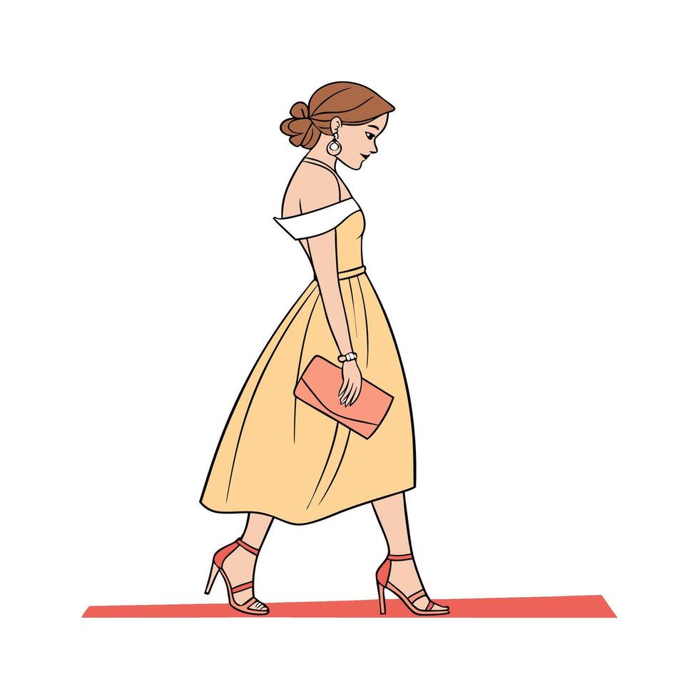 Chic Romantic Evening Date Fashion Model 1. vector