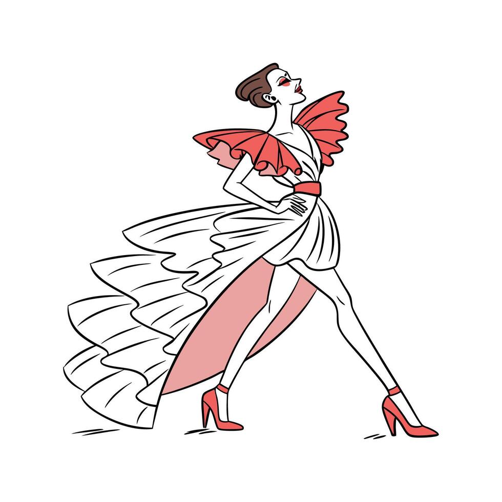 Elegant Runway Couture Fashion Model 2. vector