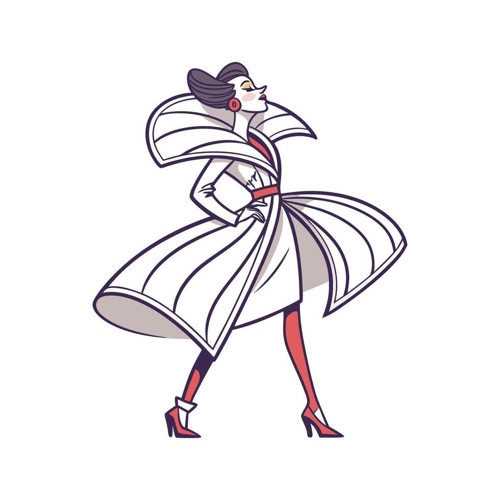 Trendy Sculptural AvantGarde Fashion Model 1. vector