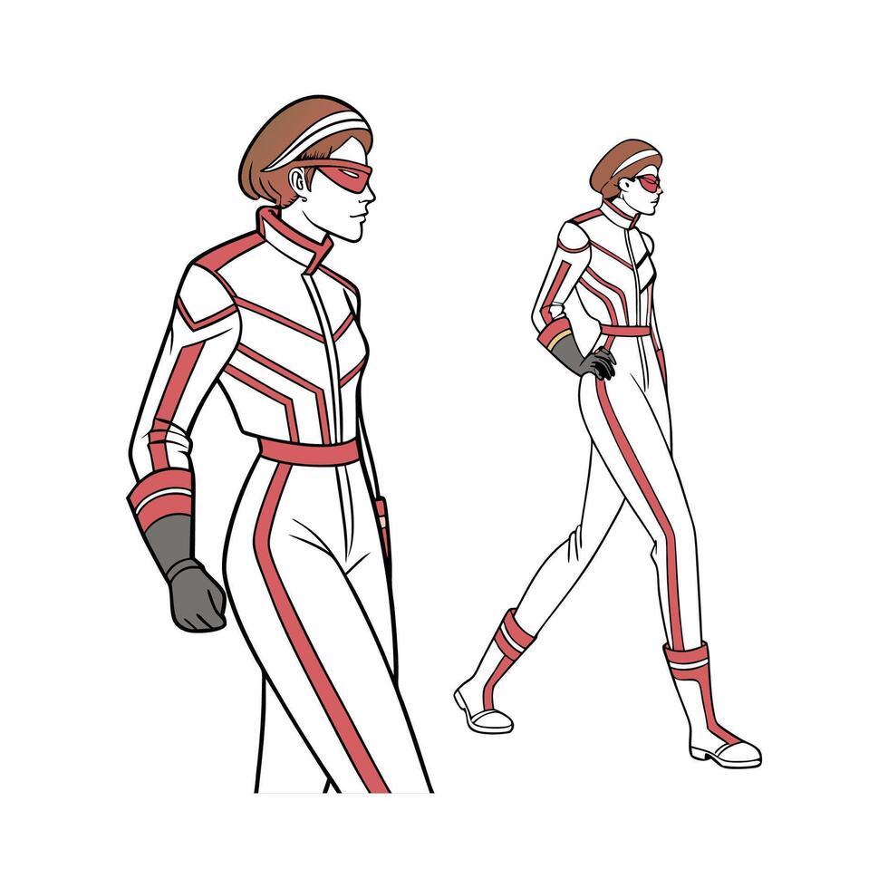 Trendy Sleek SciFi Fashion Model 1. vector