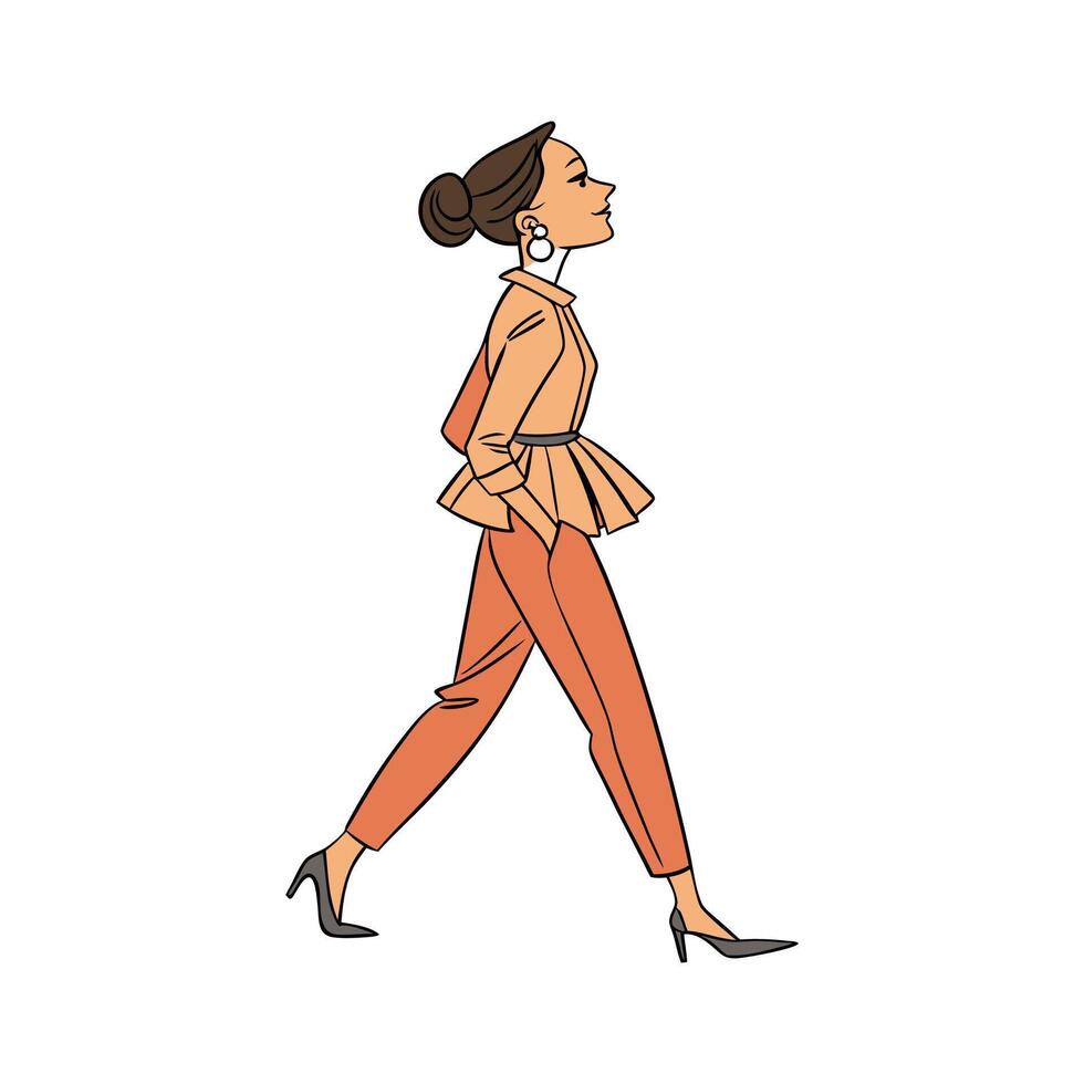 Elegant Sophisticated Peplum Top Fashion Model Design 3. vector