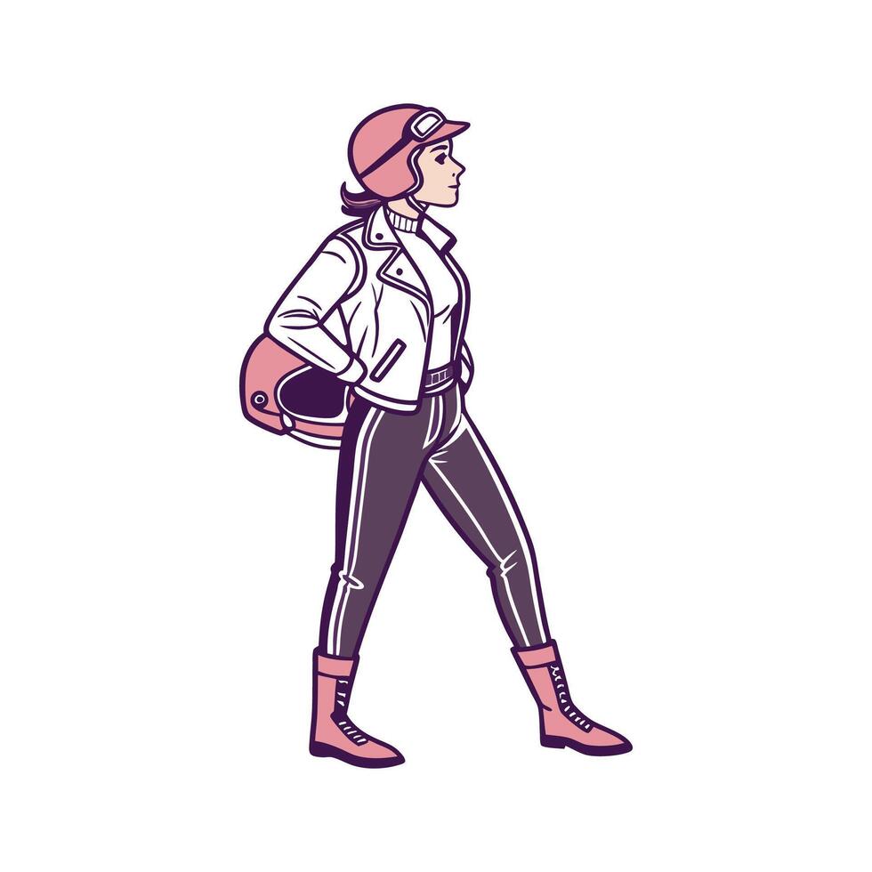 Chic Sporty Moto Fashion Model Illustrate 3. vector