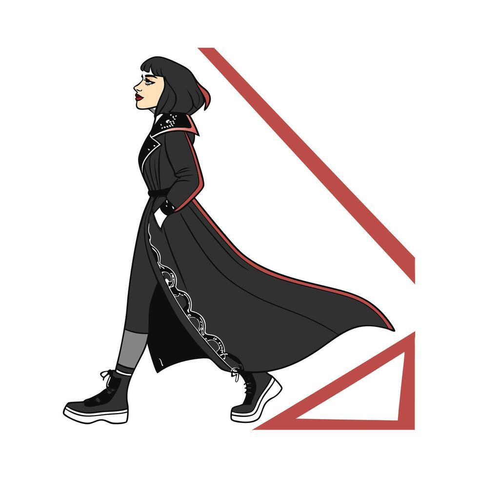 Elegant Stylish Gothic Model Create Fashion Model Cart 2. vector
