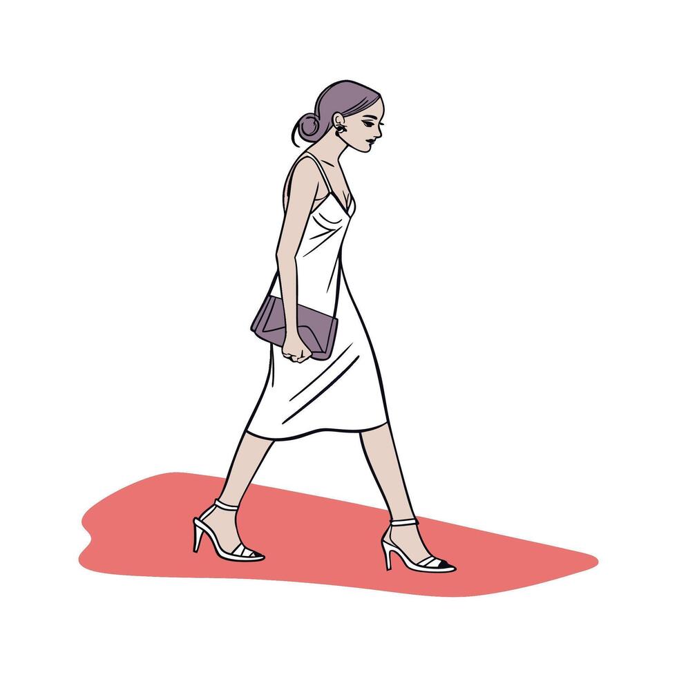 Chic Stylish Night Out Model Design Fashion Model C. vector
