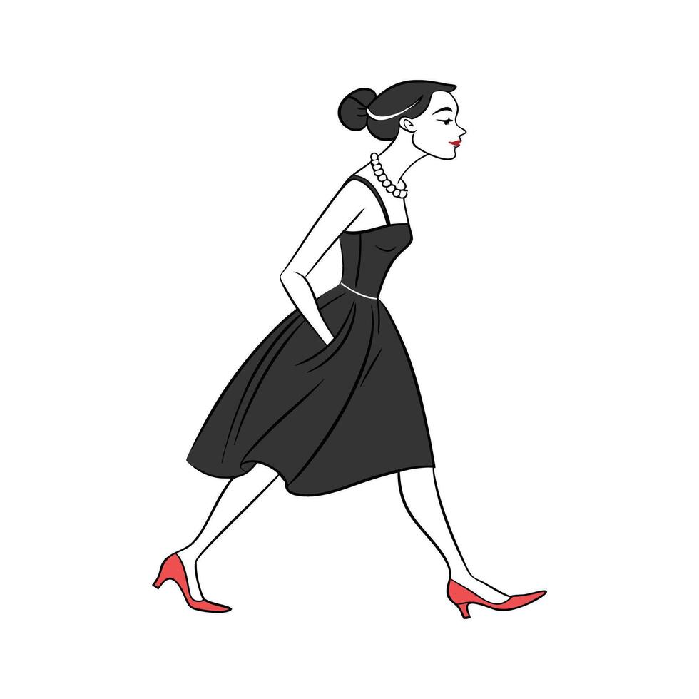 Bold Timeless Little Black Dress Fashion Model Create 2. vector