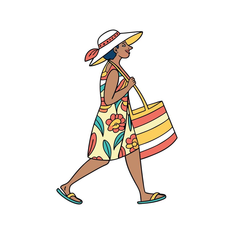 Trendy Tropical Vacation Fashion Model Create 1. vector