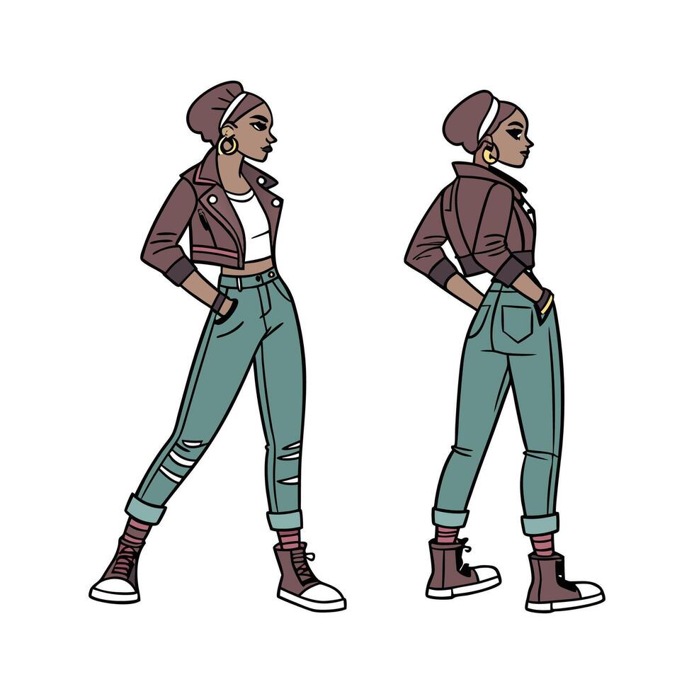 Elegant Urban Edgy Fashion Model Design 3. vector