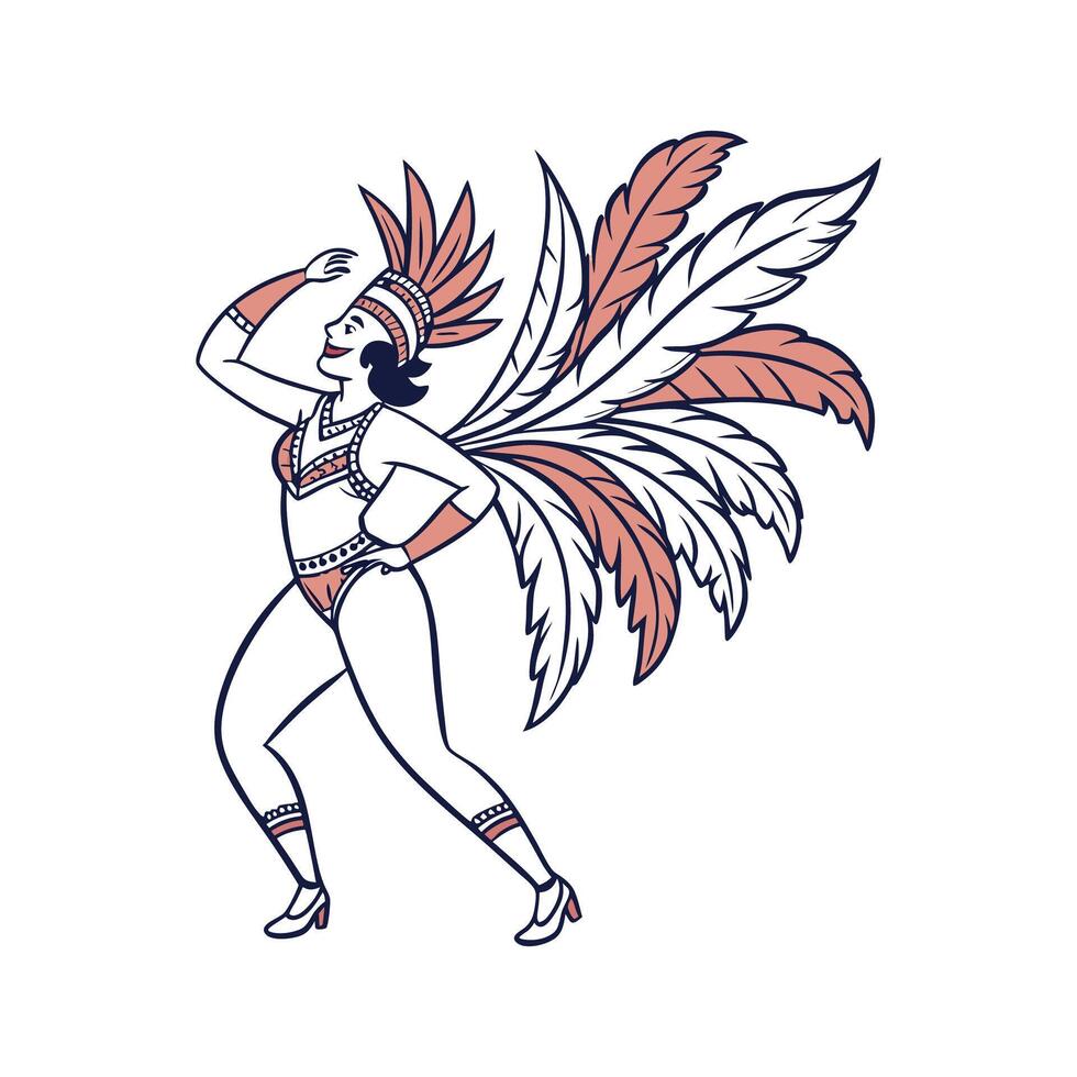 Chic Vibrant Carnival Fashion Model Illustrate. vector