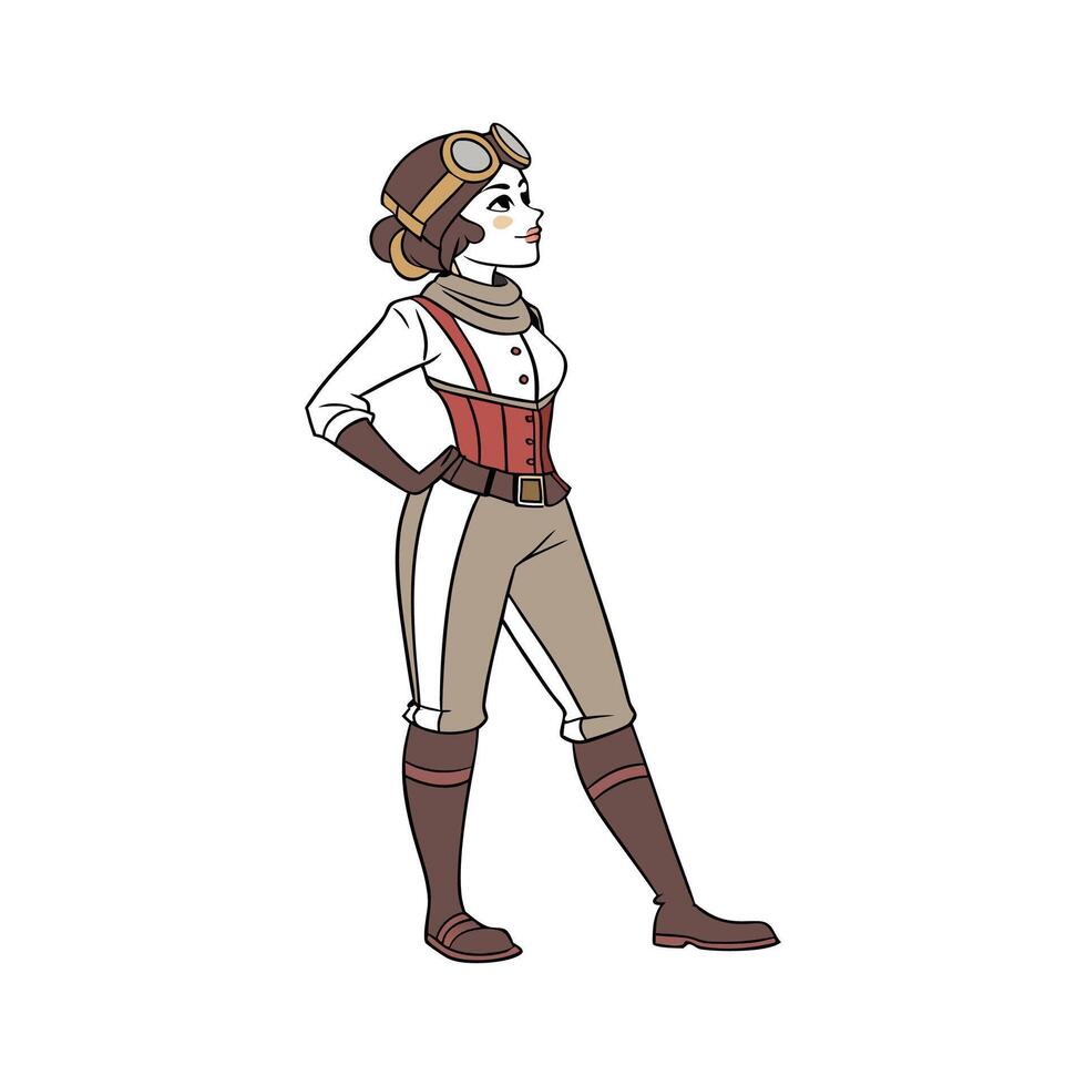 Bold Victorian Steampunk Model Design Fashion 3. vector