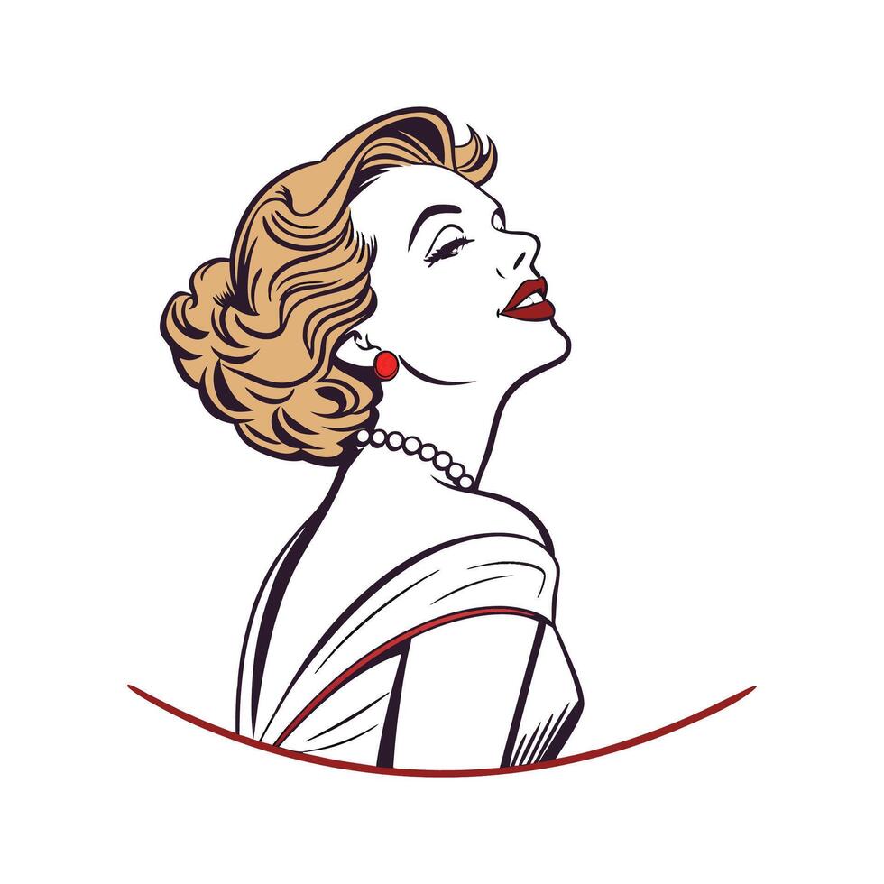 Chic Vintage Hollywood Glam Fashion Model Design. vector