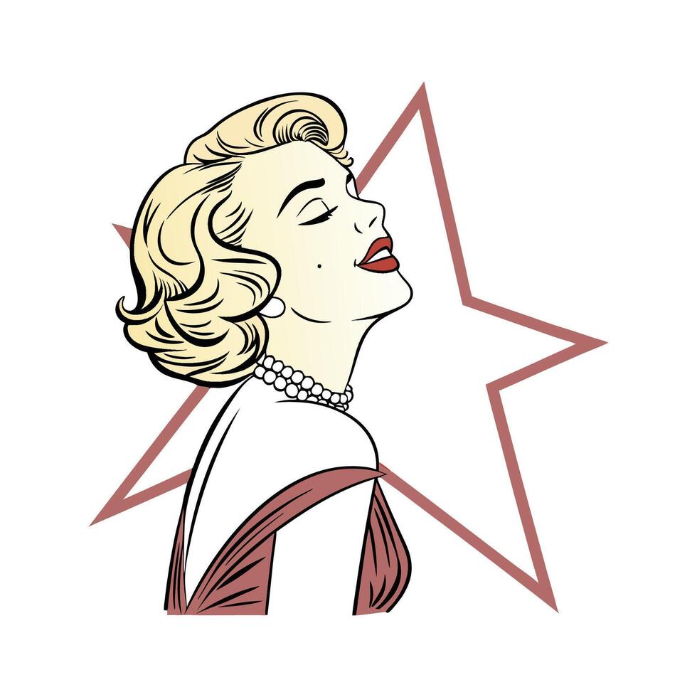 Trendy Vintage Hollywood Glam Fashion Model Design 1. vector