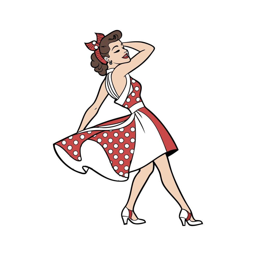 Trendy Vintage PinUp Model Create Fashion Model Cart. vector