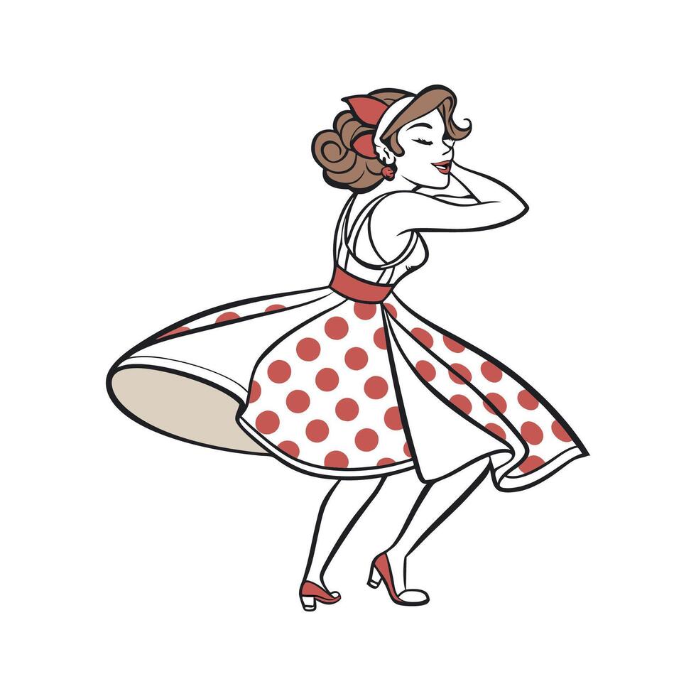Bold Vintage PinUp Model Create Fashion Model Cart 2. vector