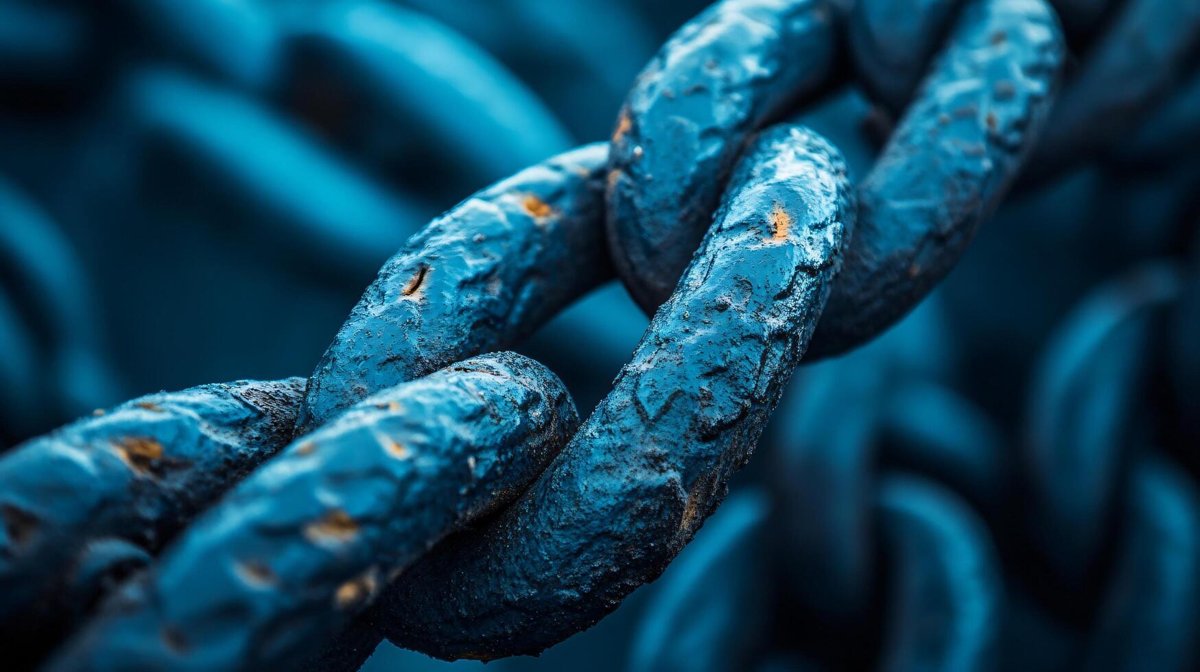A chain of blue links with a rusted appearance photo