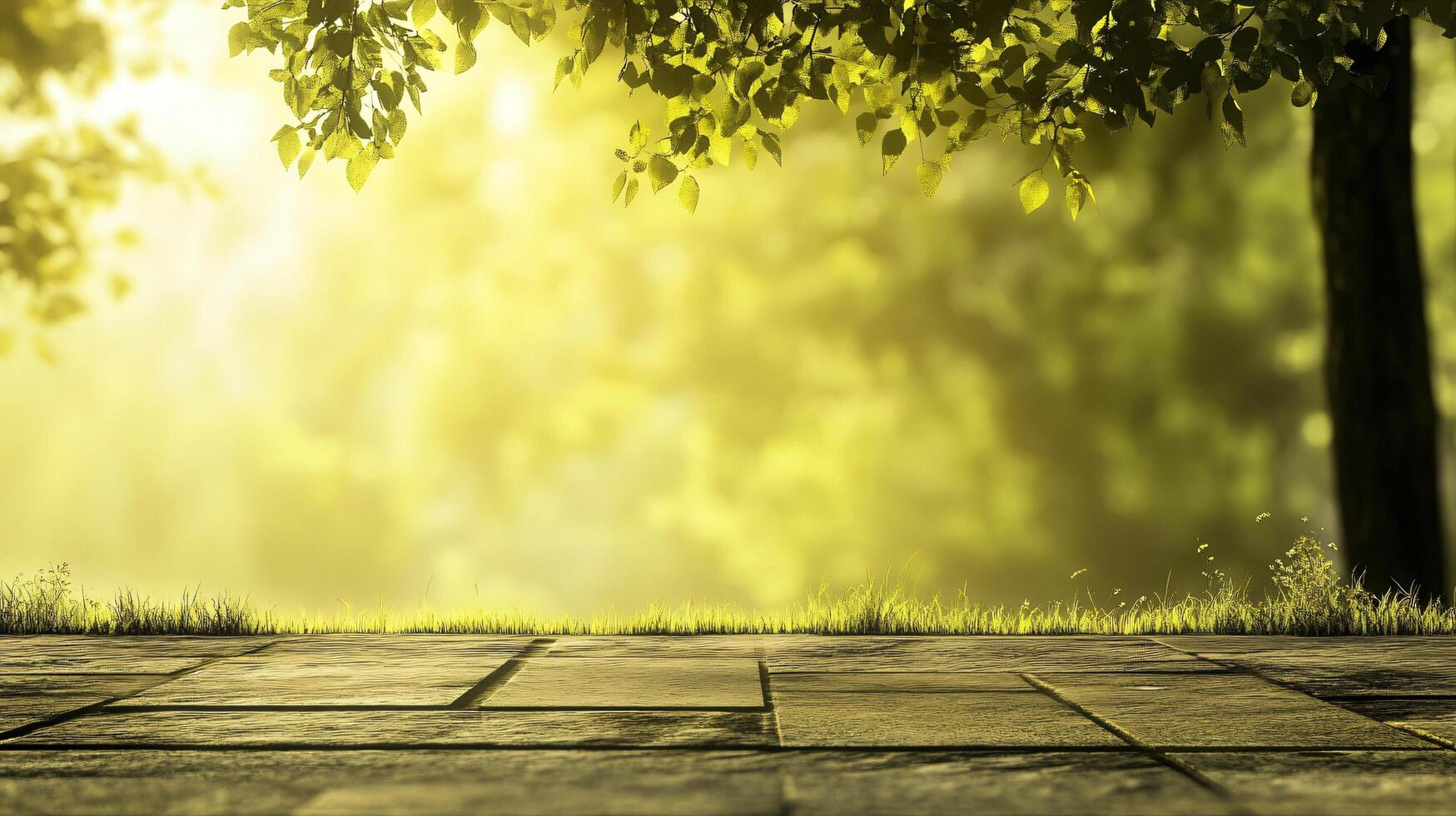 A tree with a lot of leaves and a grassy area in front of it photo