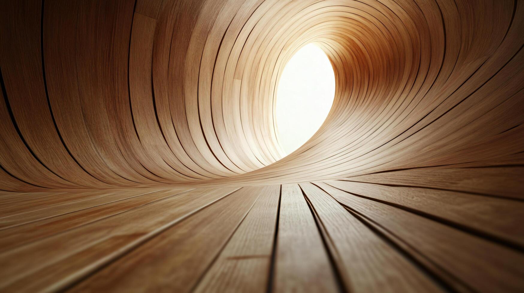 A wooden spiral with a hole in the middle photo