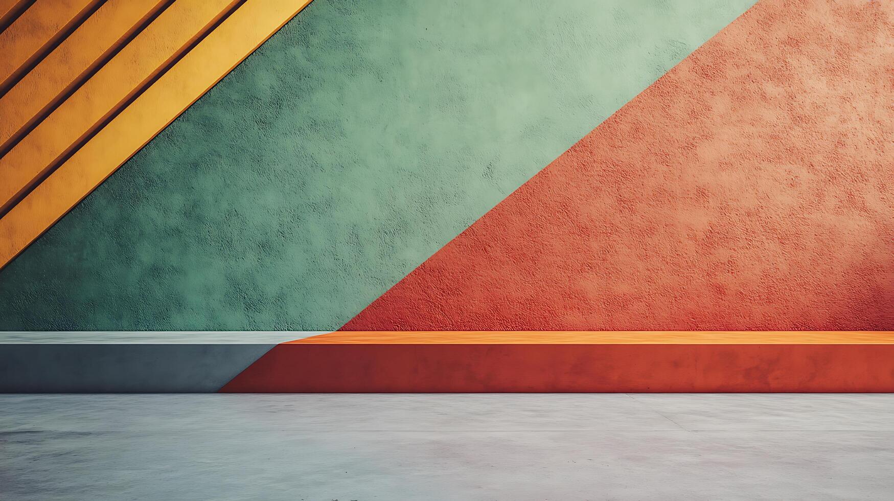 A wall with a red stripe and a green stripe photo