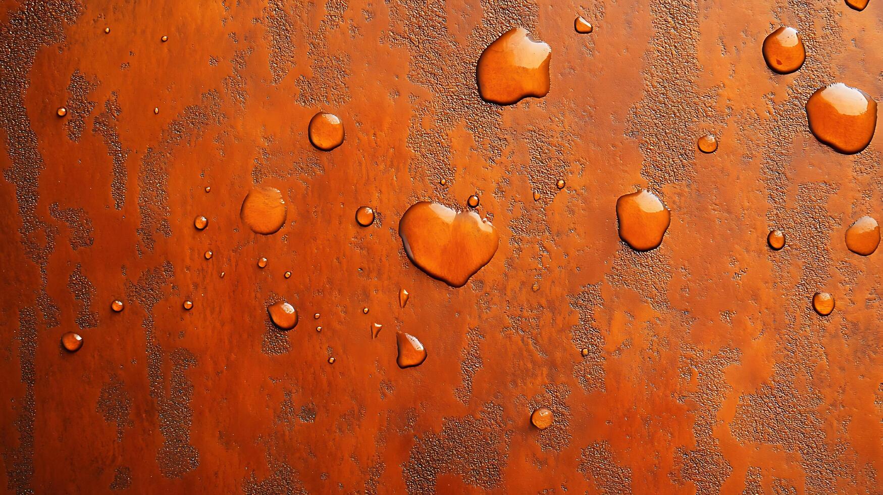 A brown surface with drops of water scattered across it photo