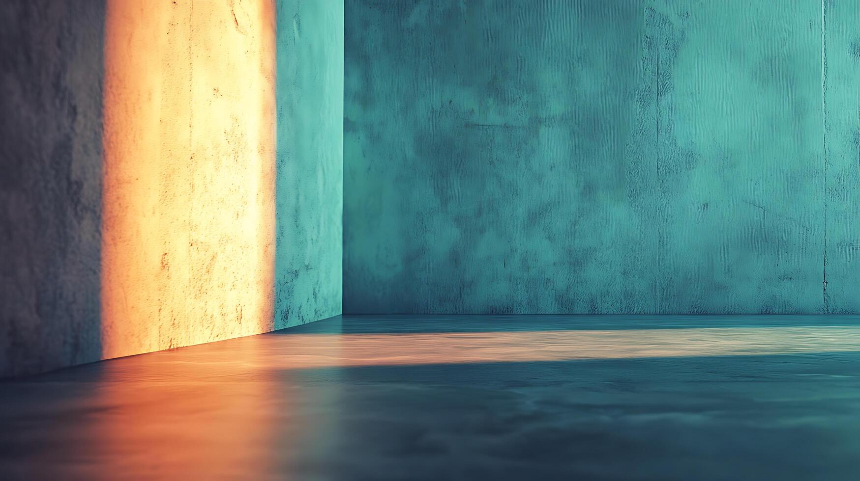 A room with a blue wall and a white wall photo