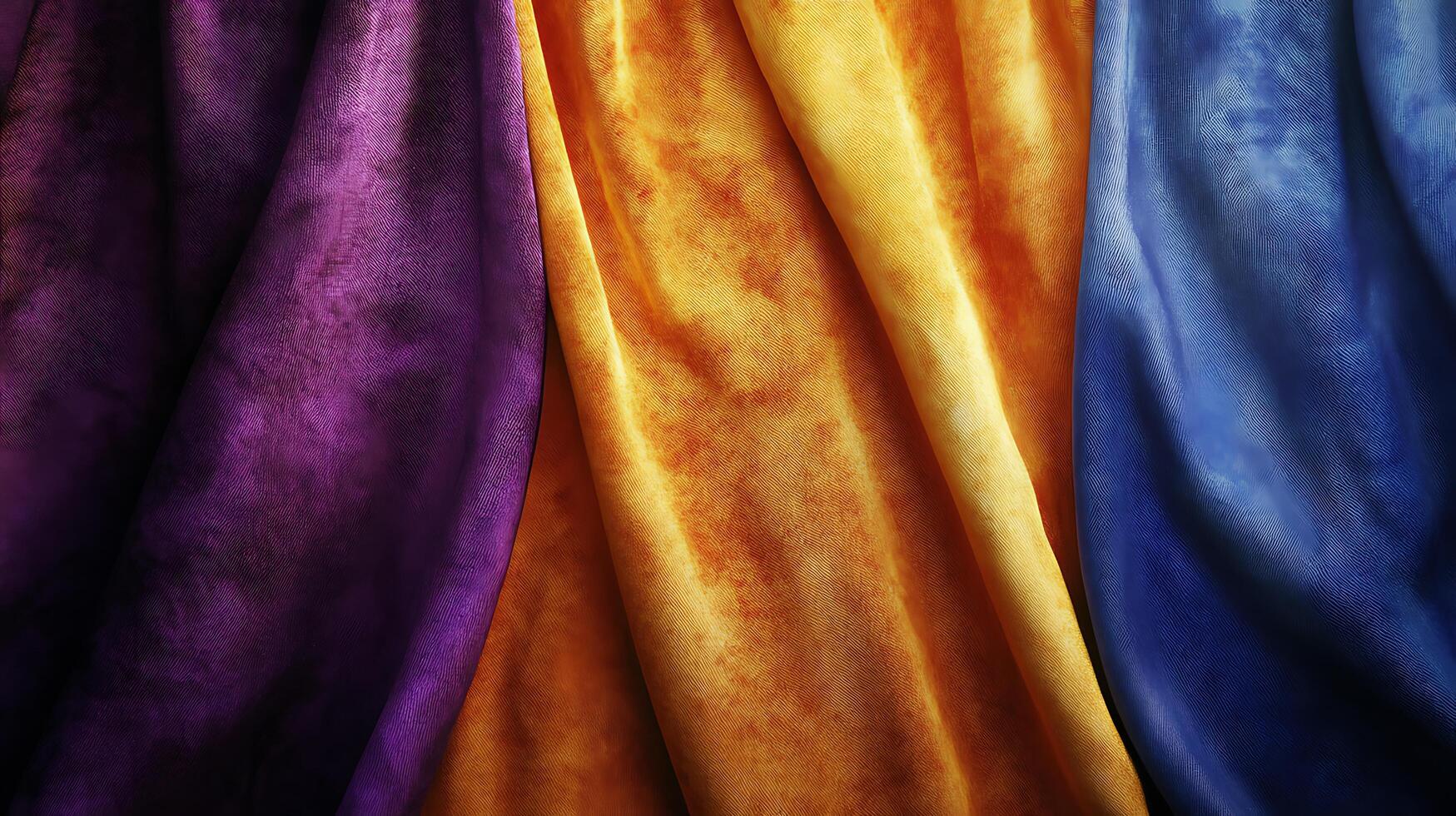 Three different colored fabrics are shown in a row photo