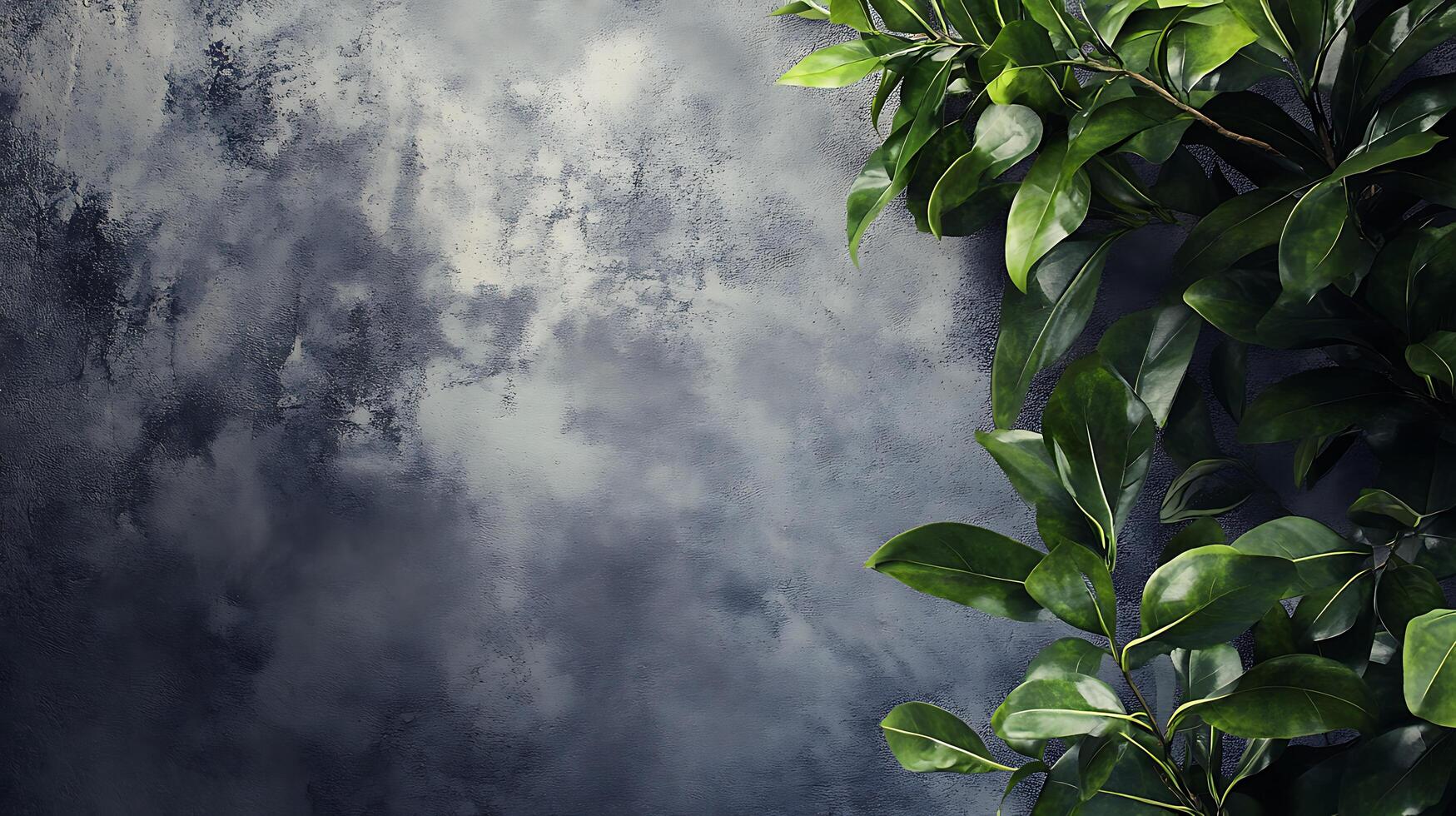 A leafy green plant is growing out of a window photo