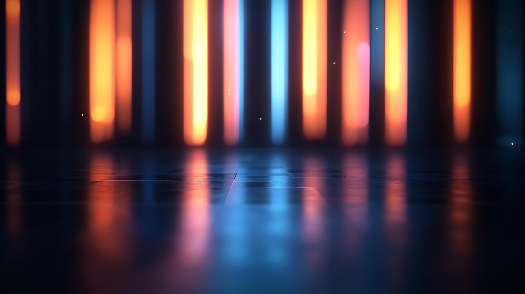 Vibrant Light Patterns in a Darkened Space Setting photo