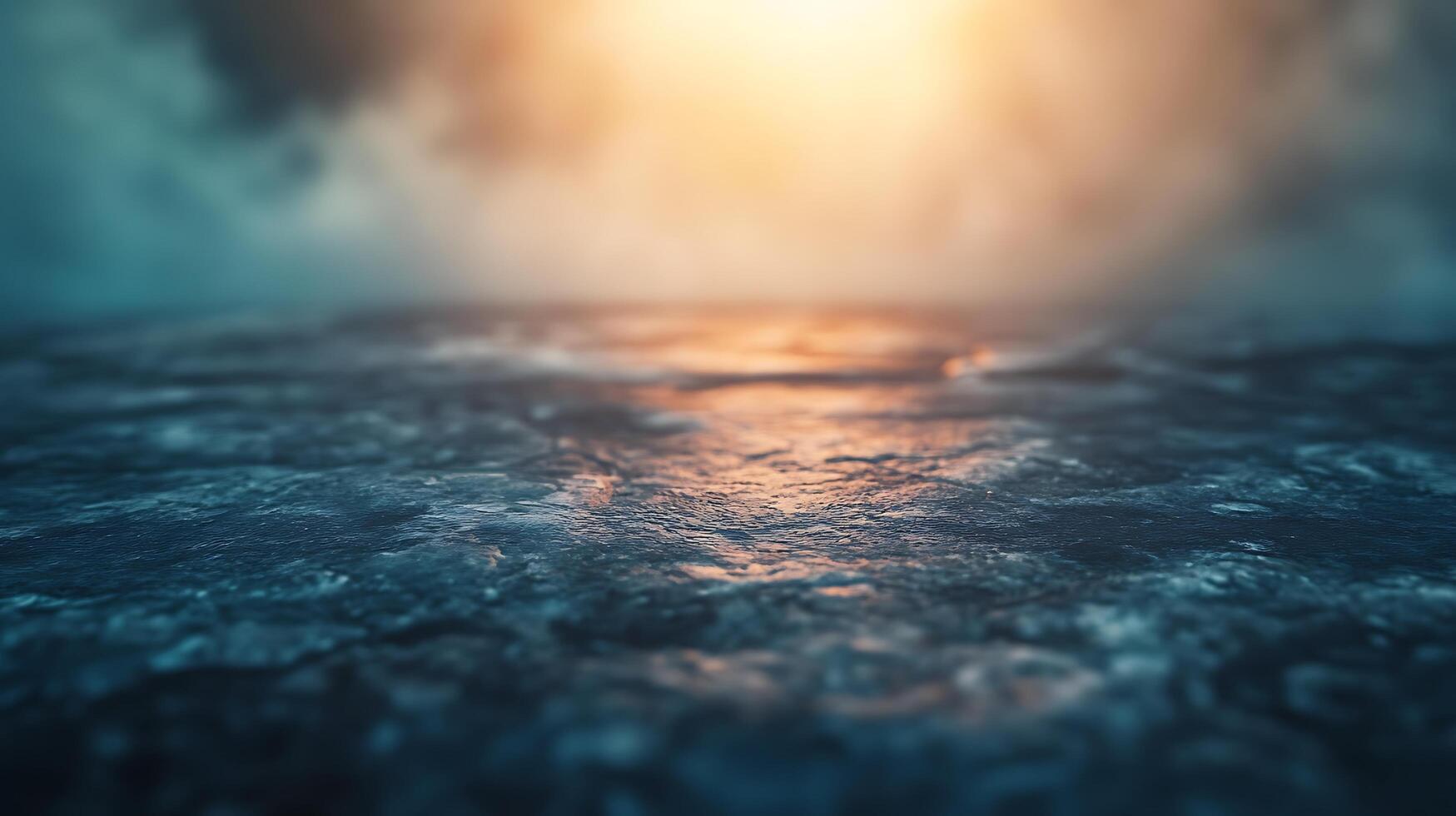 Dreamy Ocean Surface Reflecting Warm Sunset Glow photo