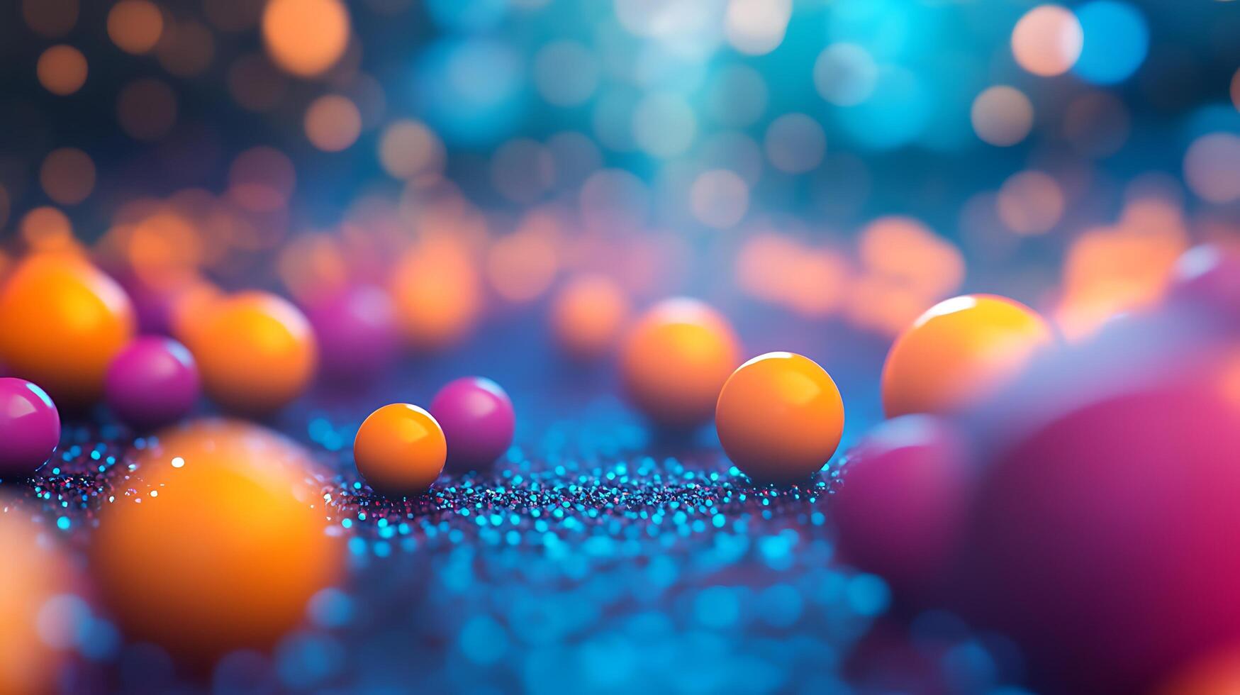 Vibrant Bokeh with Colorful Spheres and Depth photo