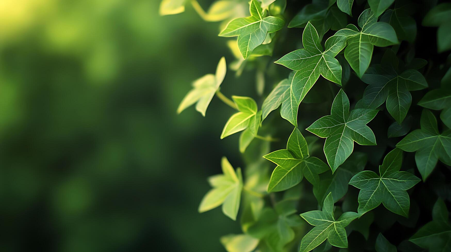Lush Green Ivy Leaves Glimmering in Soft Light photo