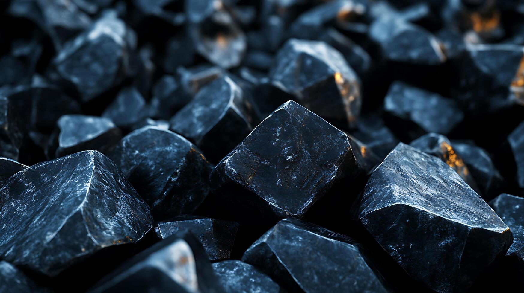 Close-up of Dark Minerals with Shiny Facets photo