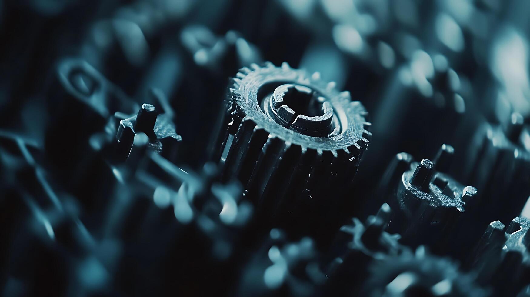 Detailed close-up of intricate gear mechanisms revealing the complexity and precision engineering involved in mechanical systems photo