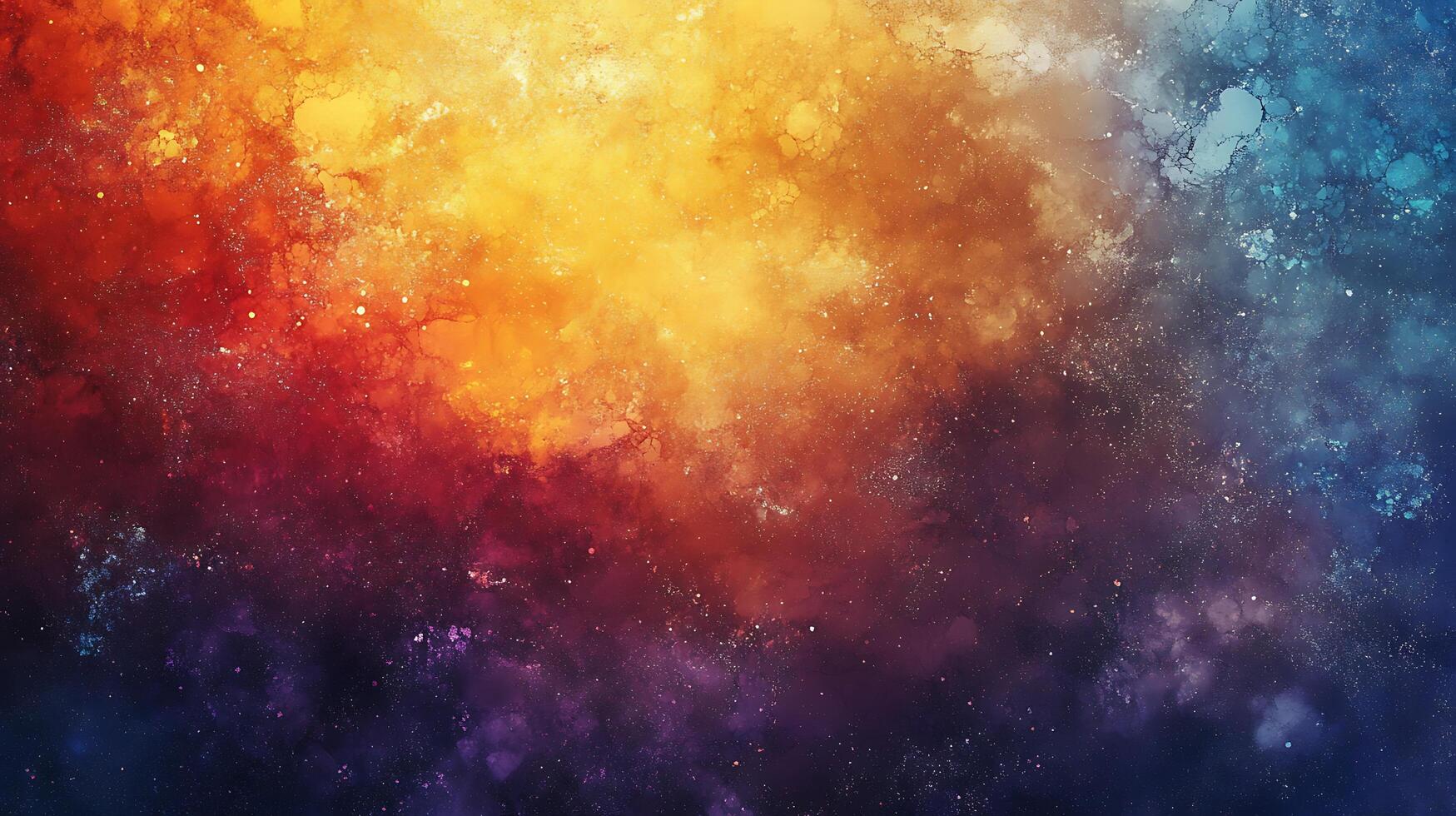 Abstract cosmic watercolor background with vibrant colors like red orange yellow blue and purple depicting a nebula-like space scene photo