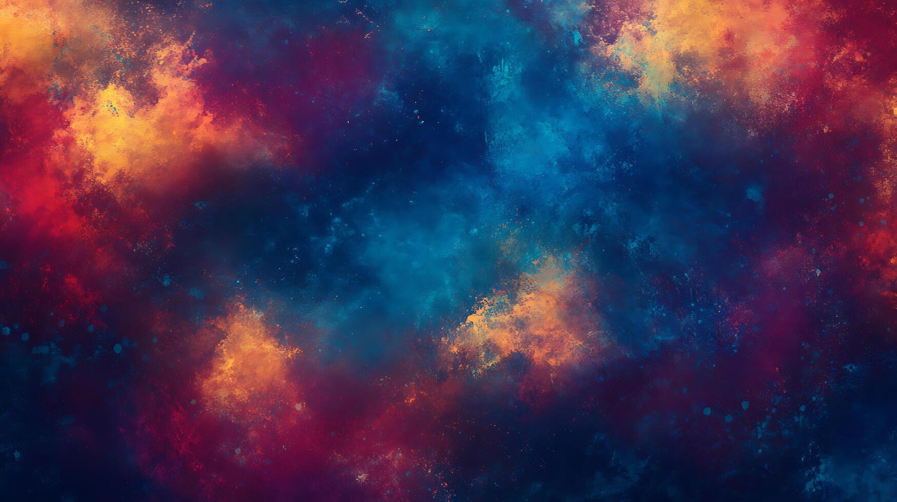 Abstract cosmic canvas with vivid bursts of color resembling a nebula A captivating blend of deep blues reds and radiant yellows photo