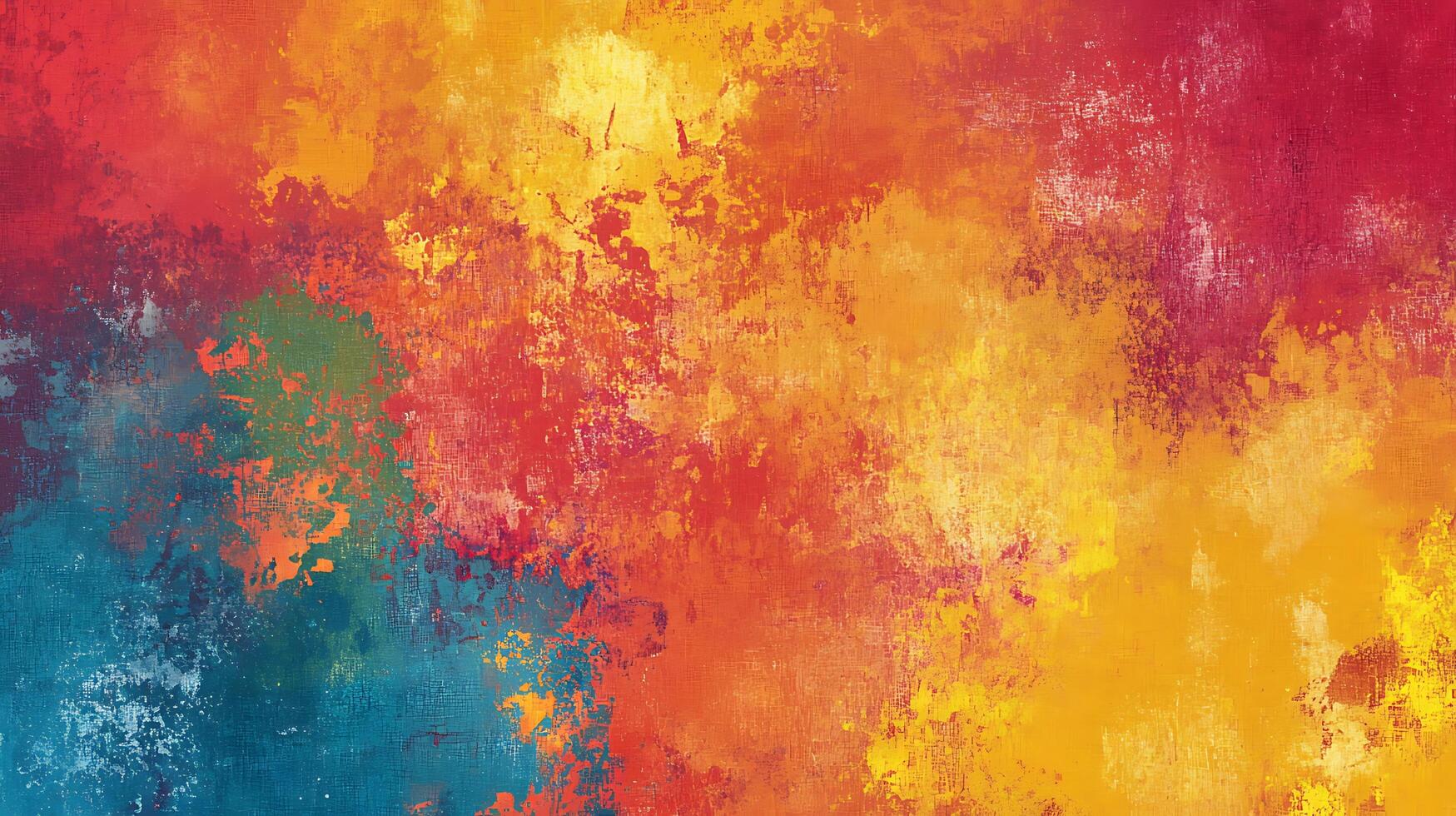 A vibrant mix of warm and cool tones create a dynamic and textured abstract painting The colors blend and clash creating a sense of energy photo