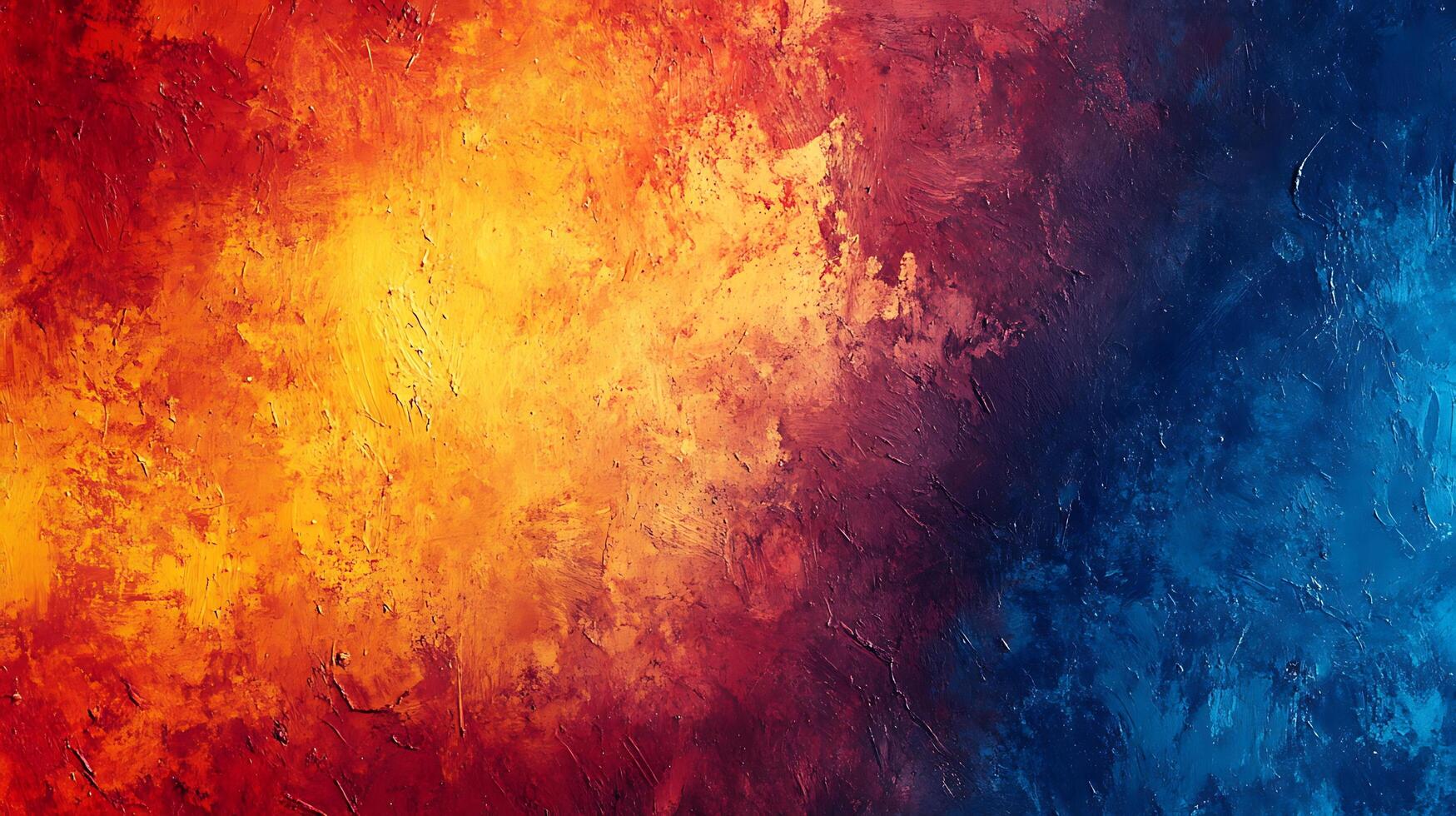 A vibrant and dynamic abstract painting featuring a blend of fiery oranges and deep blues creating a mesmerizing visual contrast photo
