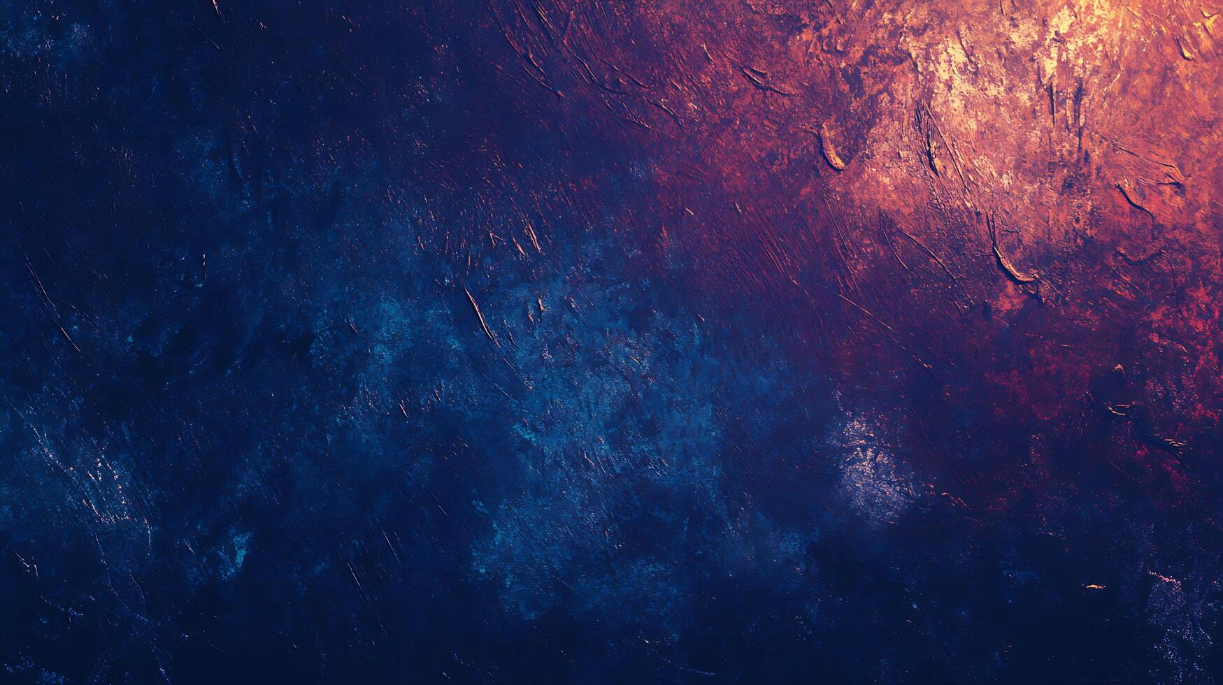Textured abstract art with contrasting dark blue and warm reddish-orange hues featuring layered and rugged paint application photo