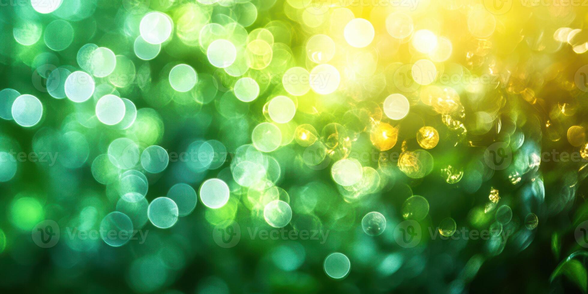 Vibrant bokeh lights create an enchanting atmosphere in a lush garden during a sunny afternoon photo