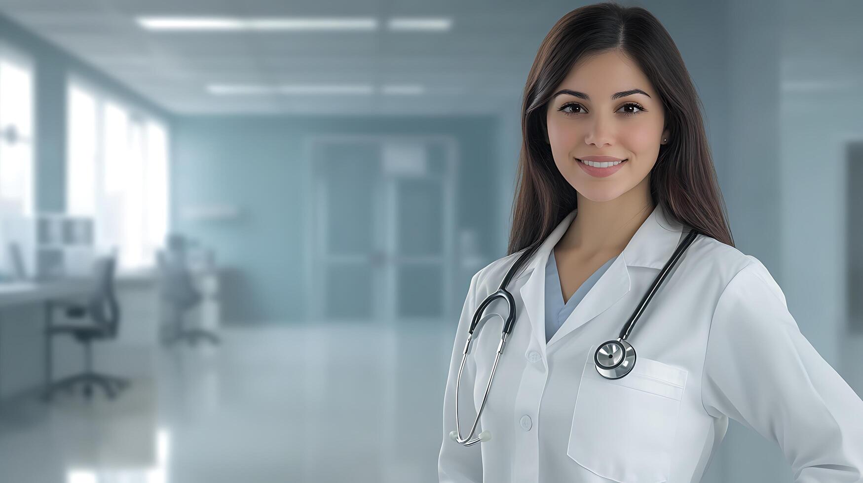 Smiling doctor with a stethoscope professional and friendly Dedicated to providing quality care and making patients feel at ease photo