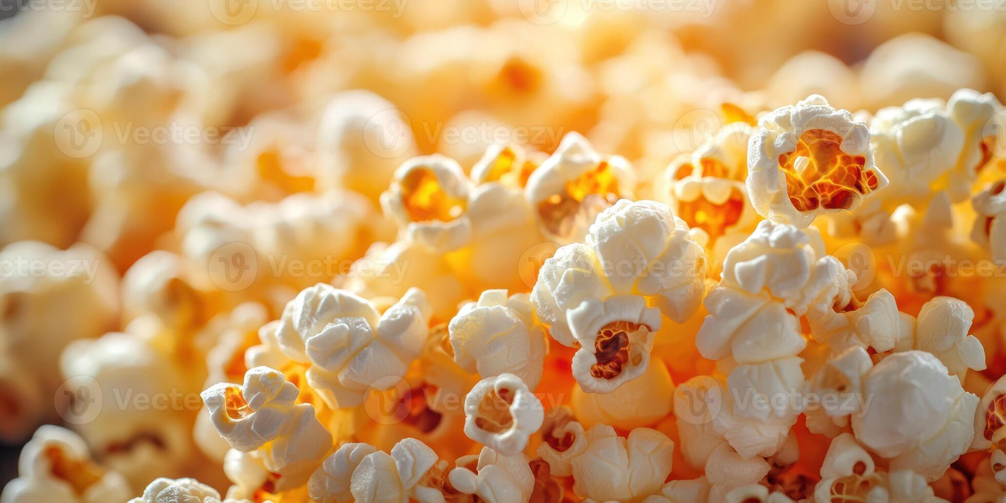 Popcorn bursts with warmth and flavor in a close-up view showcasing its fluffy texture in natural light photo