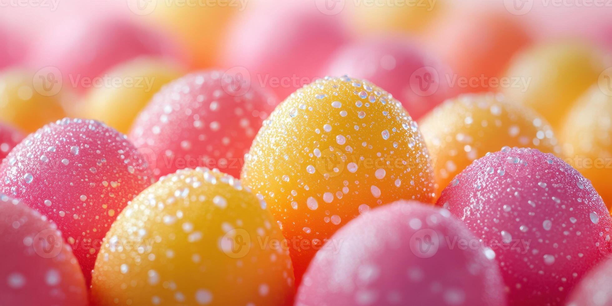 Colorful sugar-coated candies arranged closely on a soft background at a festive gathering photo