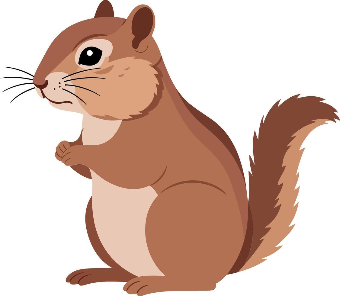 Cheerful brown squirrel standing upright with a bushy tail in a playful pose, minimal art vector
