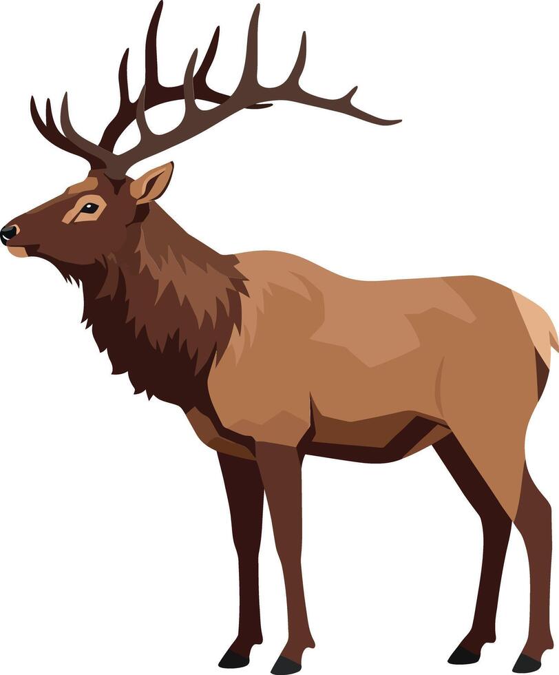 Majestic stag standing proudly with detailed antlers in flat design style showcasing natures beauty in art vector
