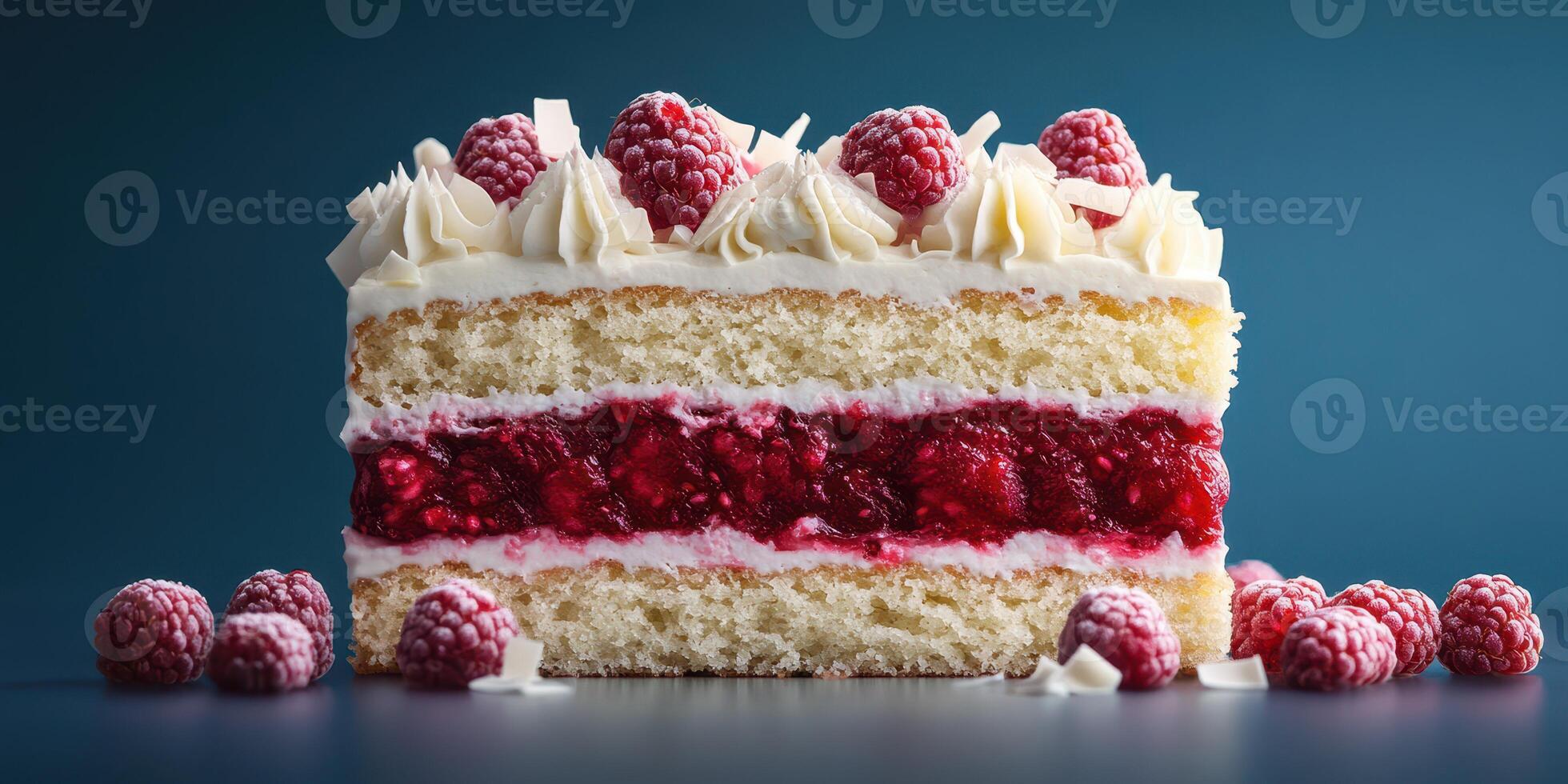 Delicious raspberry cake with whipped cream and chocolate shavings perfect for celebrations or gatherings photo